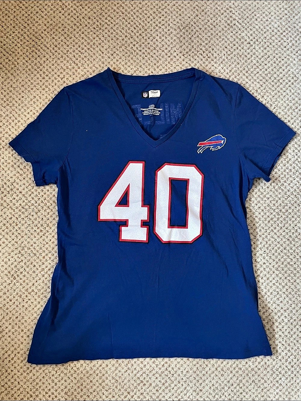 NFL Team Apparel Buffalo Bills Von Miller #40 Women's V-Neck T-Shirt